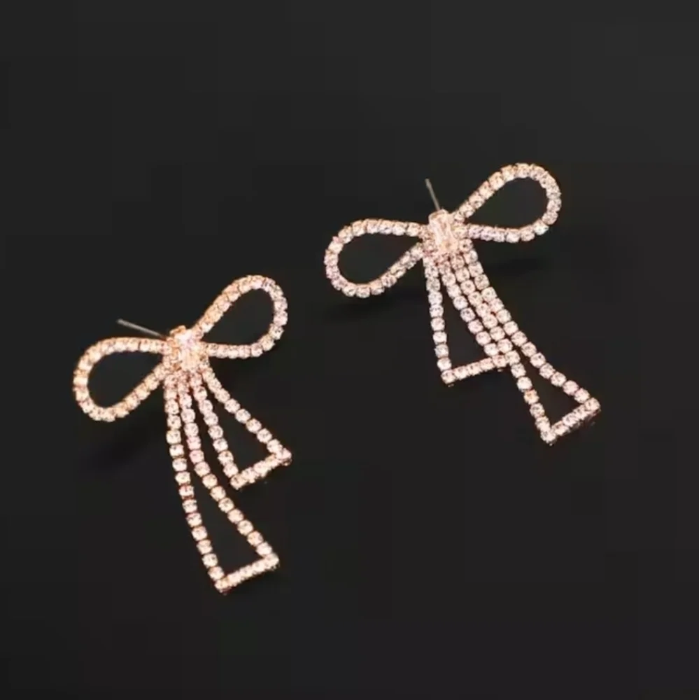 Crystal Bow Drop Earrings - Picture 3 of 3